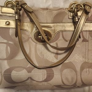 Coach purse goldclean ,non-smoking, no perfume or makeup like new double straps